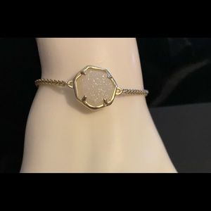❤️Kendra Scott-Cynthia-Adj. Bracelet, Yellow Gold Plated-w/White Druzy Stone